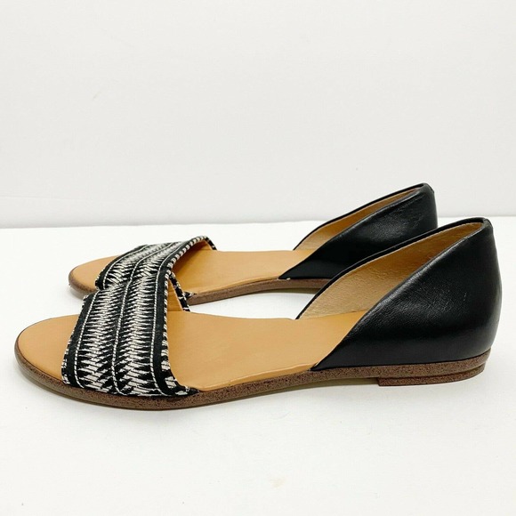 J Crew Leather Striped Textile Shoe D'Orsay Flat - Picture 4 of 7